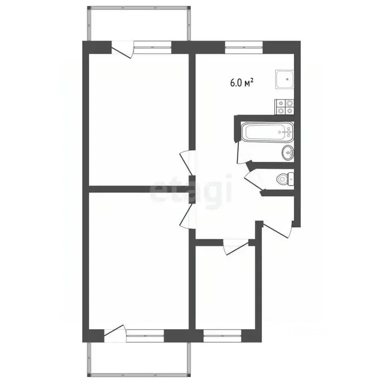 3-к кв. Томская область, Северск Солнечная ул., 1 (66.8 м) - Фото 1