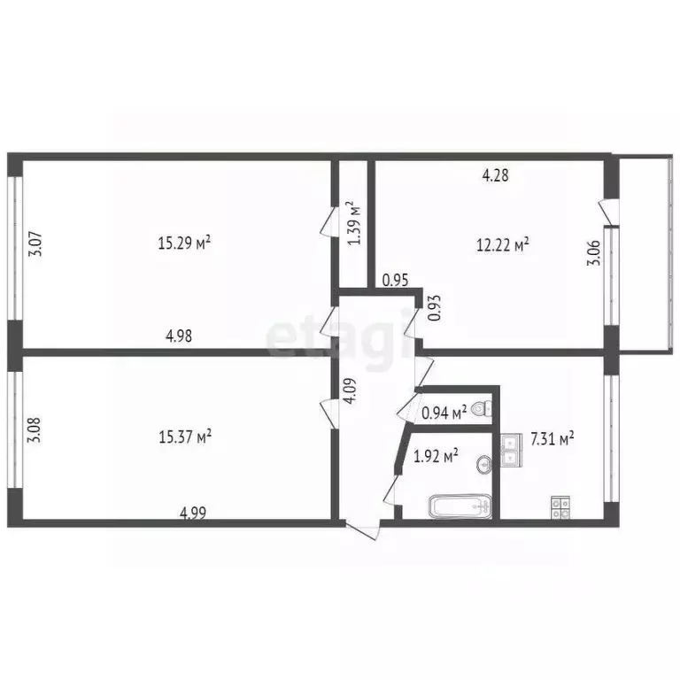 3-к кв. Санкт-Петербург ул. Дыбенко, 27К2 (60.3 м) - Фото 1