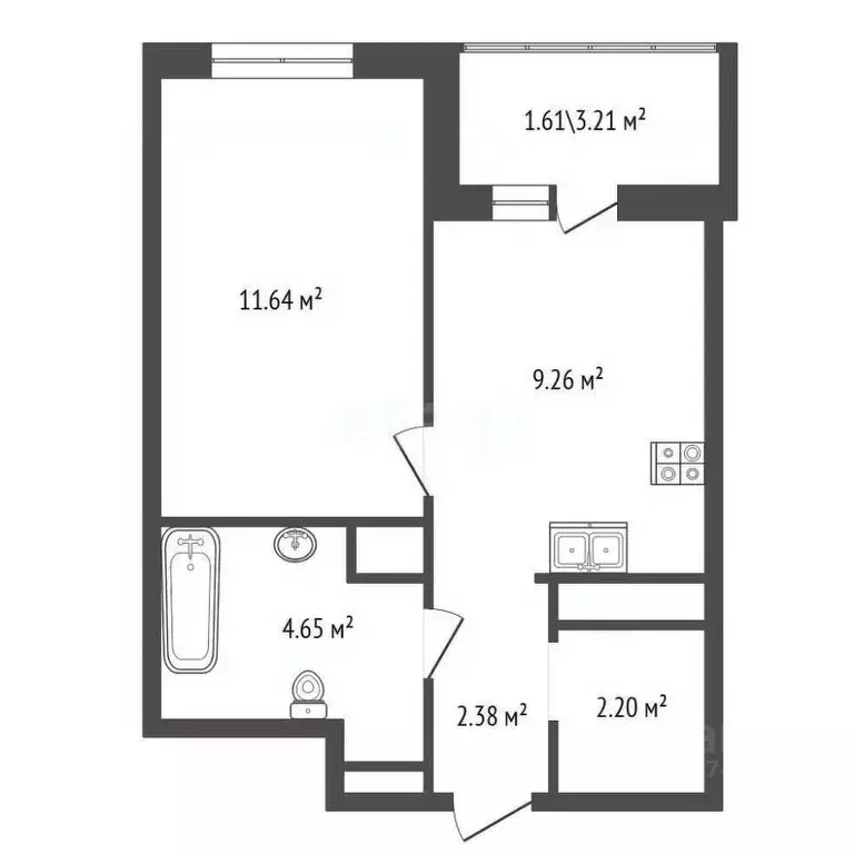 1-к кв. Ленинградская область, Всеволожский район, Заневское городское ... - Фото 2