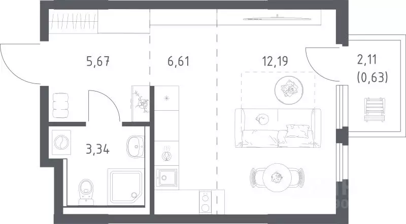 Студия Московская область, Ленинский городской округ, Мисайлово пгт, ... - Фото 1