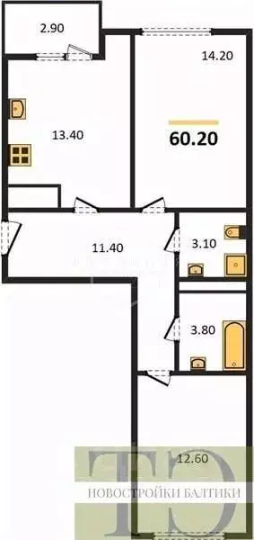 2-к кв. Калининградская область, Калининград Новгородская ул., 3Ак6 ... - Фото 0