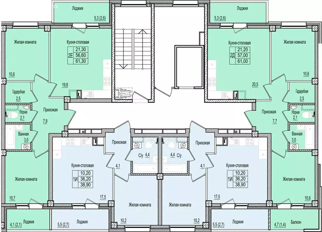 2-комнатная квартира: Псков, ЖК Крестовский (60.3 м) - Фото 2