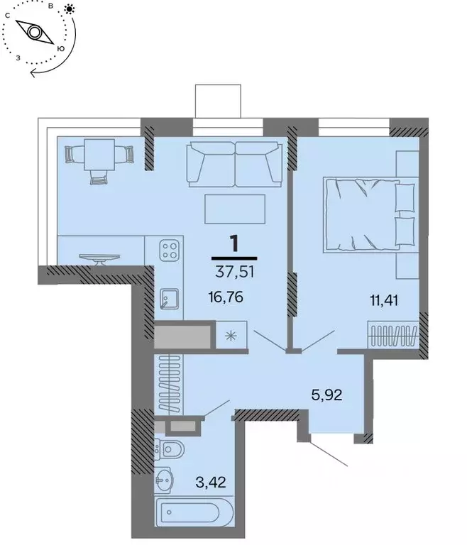 1-к кв. Рязанская область, Рязань Метропарк тер., Метропарк жилой ... - Фото 1