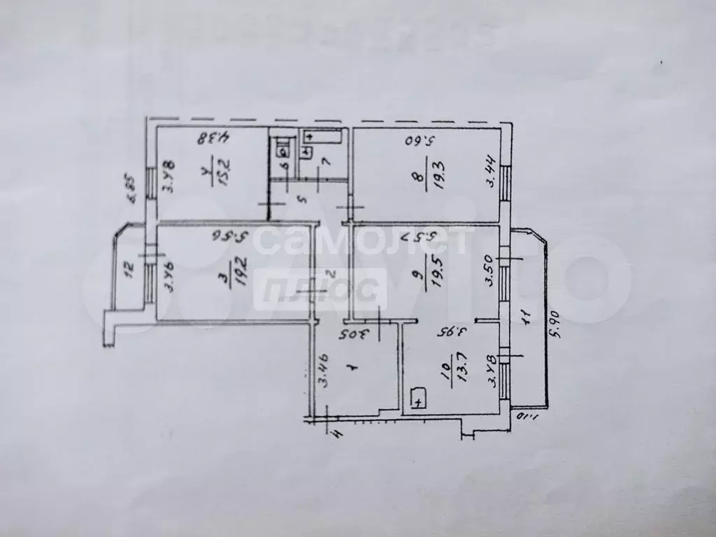 4-к. квартира, 113,6 м, 1/9 эт. - Фото 0