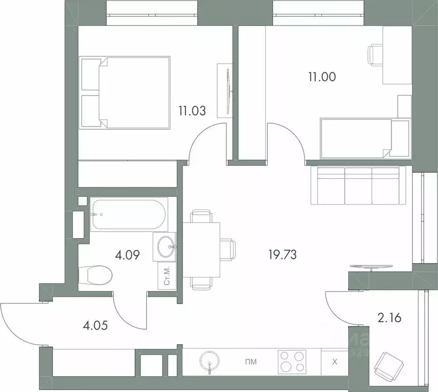 2-к кв. Ханты-Мансийский АО, Ханты-Мансийск ул. Доронина, 7 (52.06 м) - Фото 0