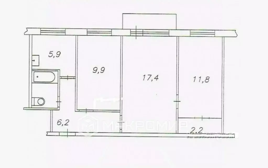 3-к кв. Орловская область, Орел Октябрьская ул., 59 (57.0 м) - Фото 2