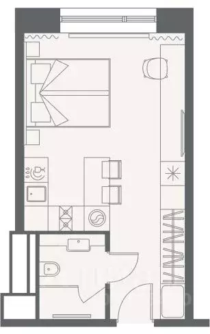 1-к кв. Санкт-Петербург Камышовая ул., 25 (27.18 м) - Фото 0