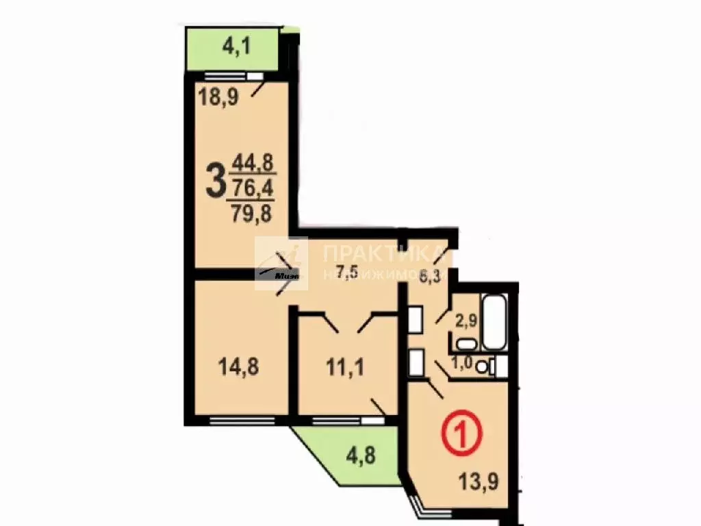 Продается 3-комнатная квартира - Фото 1