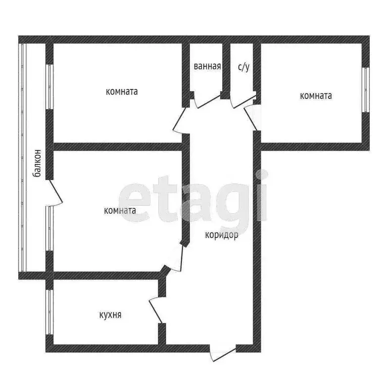 3-комнатная квартира: Курган, улица Радионова, 54 (61 м) - Фото 0