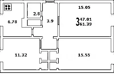 3-к кв. Ульяновская область, Ульяновск Кольцевая ул., 38 (59.0 м) - Фото 1