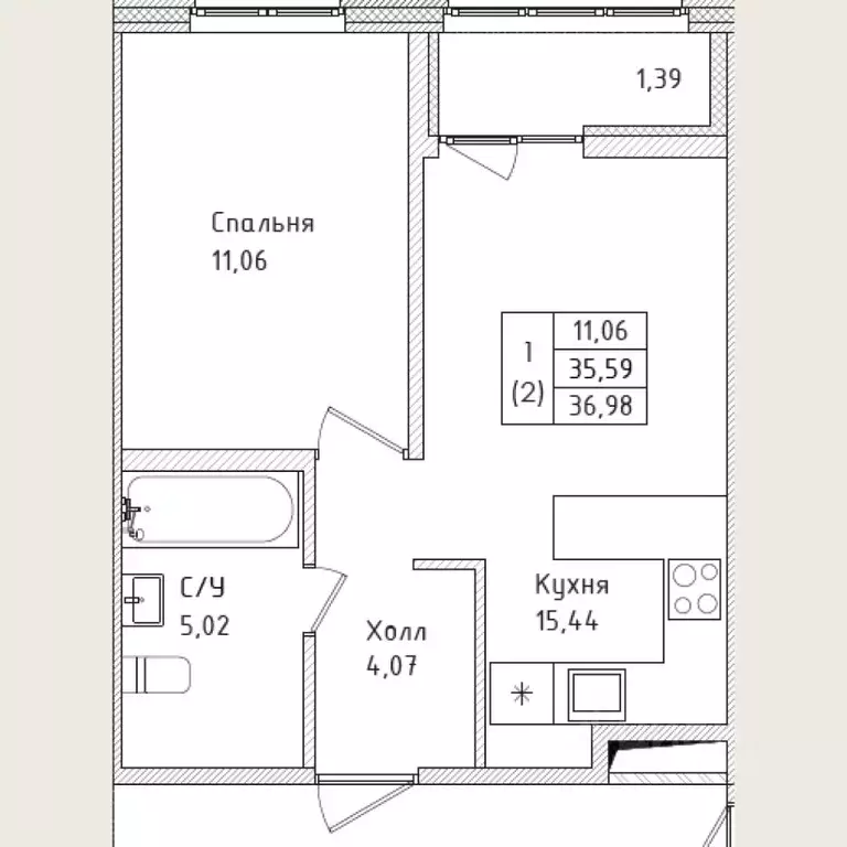1-к кв. Ленинградская область, Всеволожск Южный мкр, ул. Крымская, 3 ... - Фото 1