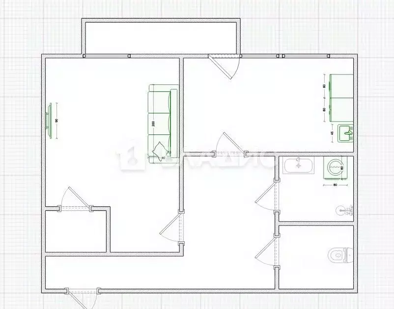 1-к кв. Пензенская область, Пенза Молодогвардейская ул., 24 (38.3 м) - Фото 2