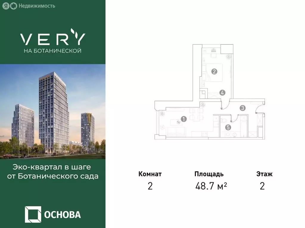 2-комнатная квартира: Москва, Ботаническая улица, 29 (48.7 м) - Фото 0