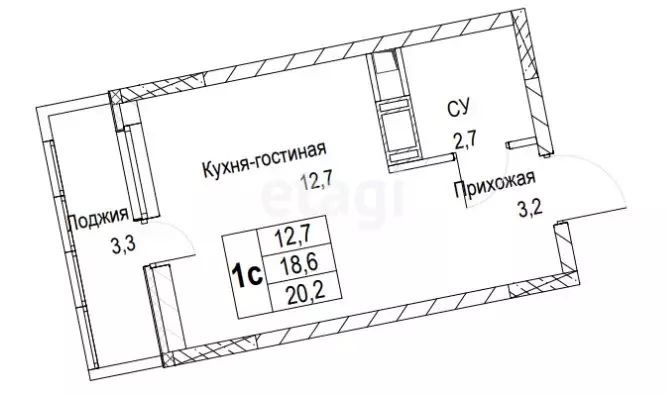 Квартира-студия: Тверь, улица Сергея Лоскутова, 2 (21 м) - Фото 0