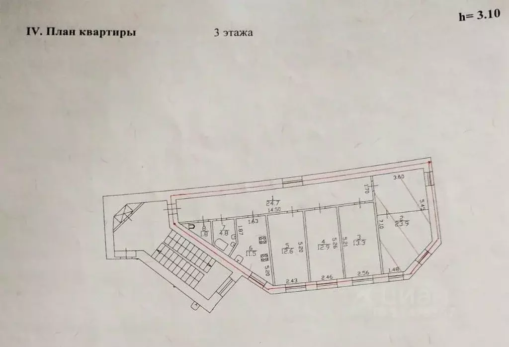 Комната Санкт-Петербург Лиговский просп., 71П (23.9 м) - Фото 1