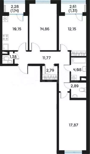 2-к. квартира, 81,1 м, 6/9 эт. - Фото 0