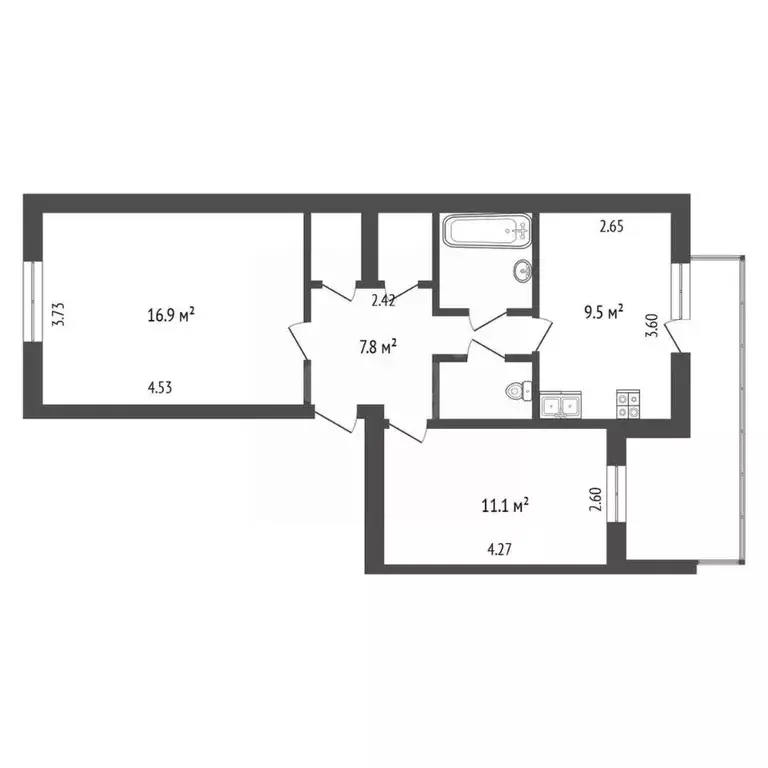 2-к кв. Крым, Симферополь ул. Ковыльная (51.0 м) - Фото 1