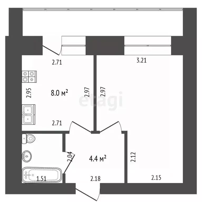 1-к кв. Вологодская область, Вологда Зеленый Город мкр, 1А (29.3 м) - Фото 2