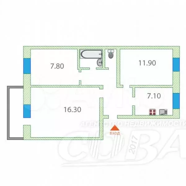 3-к. квартира, 58 м, 4/6 эт. - Фото 0