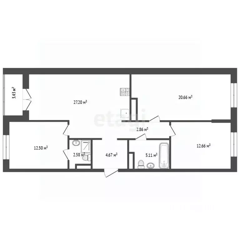 3-к кв. Тюменская область, Тюмень Холодильная ул., 31к1 (88.2 м) - Фото 2