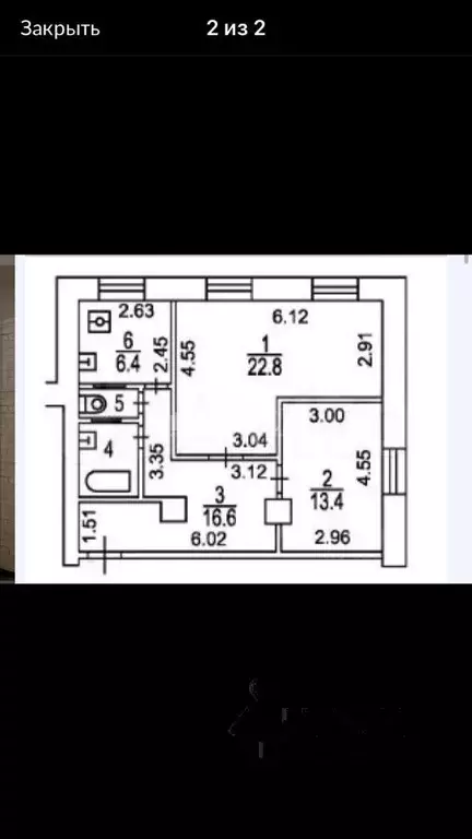 2-к. квартира, 65 м, 2/5 эт. - Фото 0