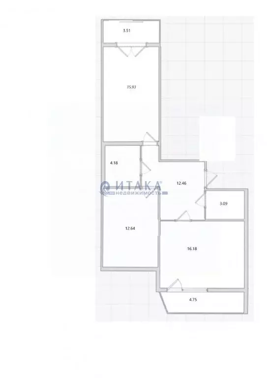 Квартира, 3 комнаты, 64.48 м - Фото 1
