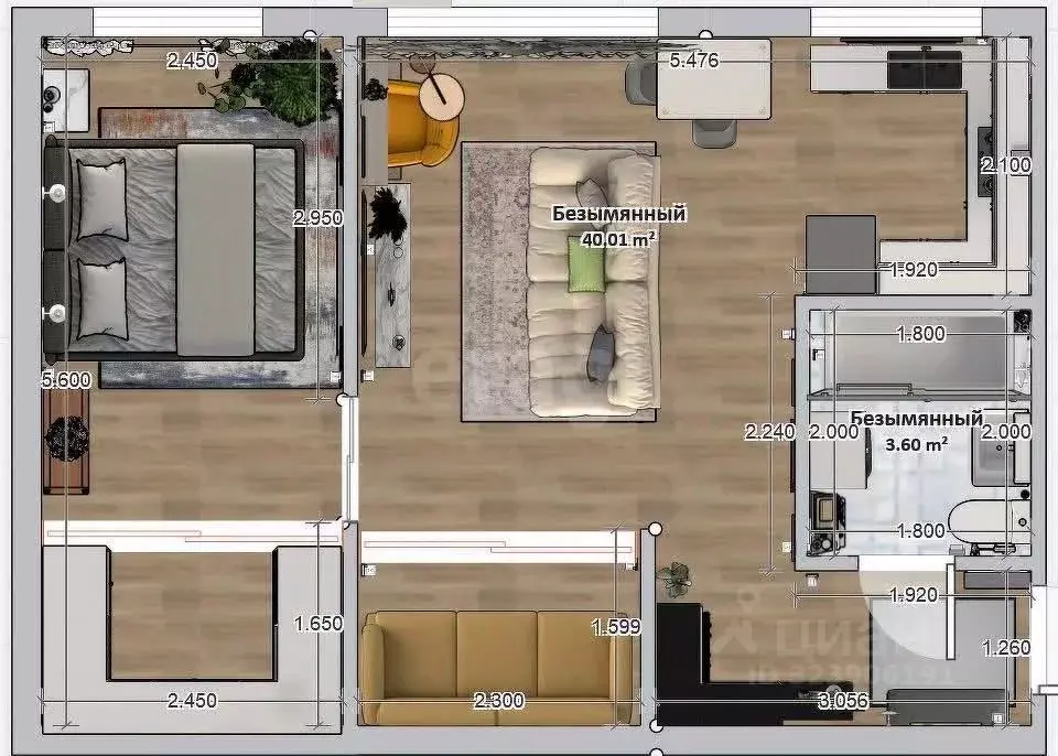 2-к кв. Марий Эл, Йошкар-Ола просп. Гагарина, 13 (42.6 м) - Фото 1