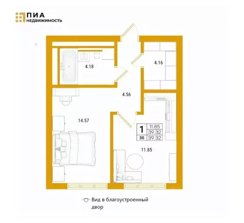 1-к кв. Санкт-Петербург просп. Крузенштерна, 13 (38.9 м) - Фото 2