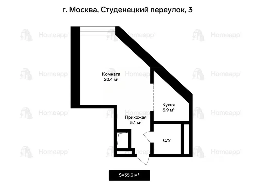 Квартира, студия, 35.29 м - Фото 2