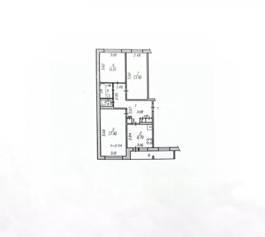 3-к кв. Чувашия, Чебоксары ул. Тимофея Кривова, 13 (67.2 м) - Фото 2