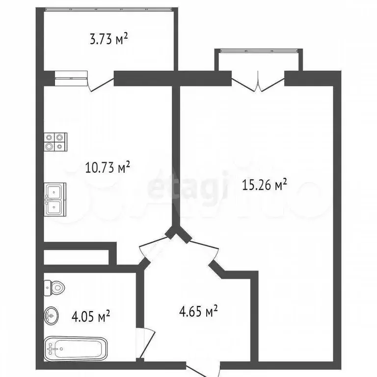1-к. квартира, 34,6 м, 5/8 эт. - Фото 0