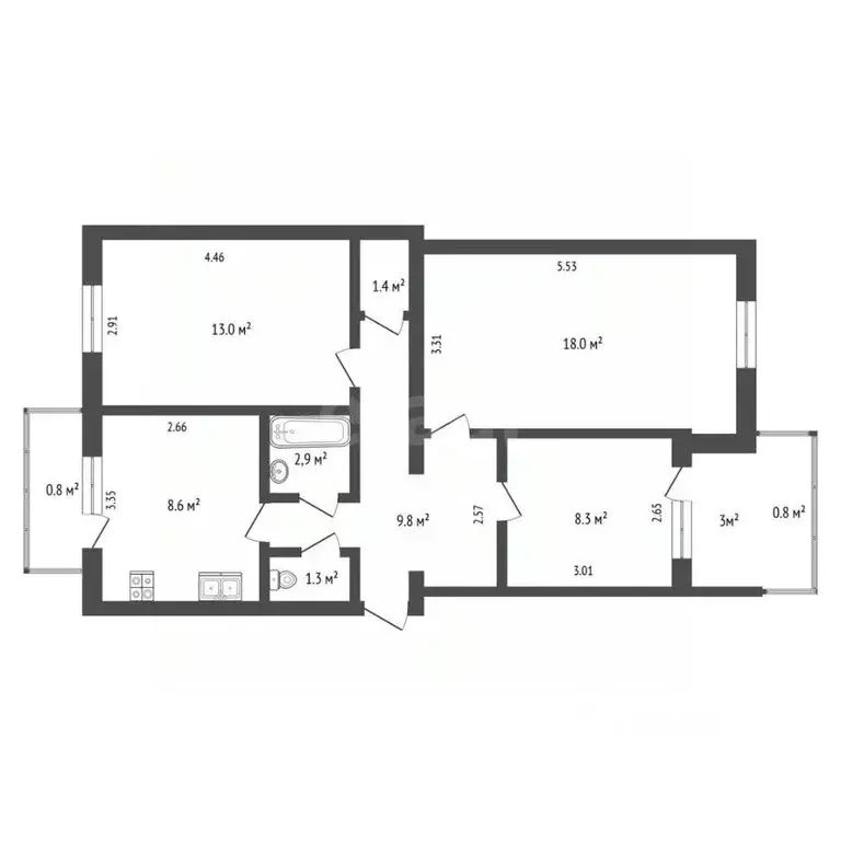 3-к кв. Крым, Саки ул. Гайнутдинова (67.0 м) - Фото 2