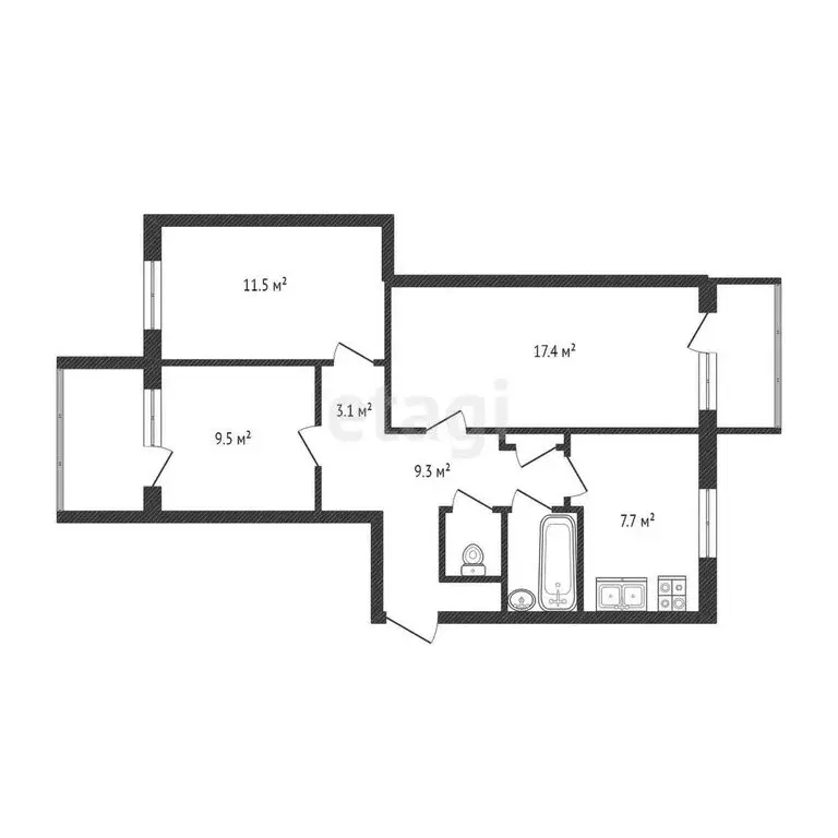3-комнатная квартира: Ялуторовск, улица Карбышева, 7 (65.1 м) - Фото 1
