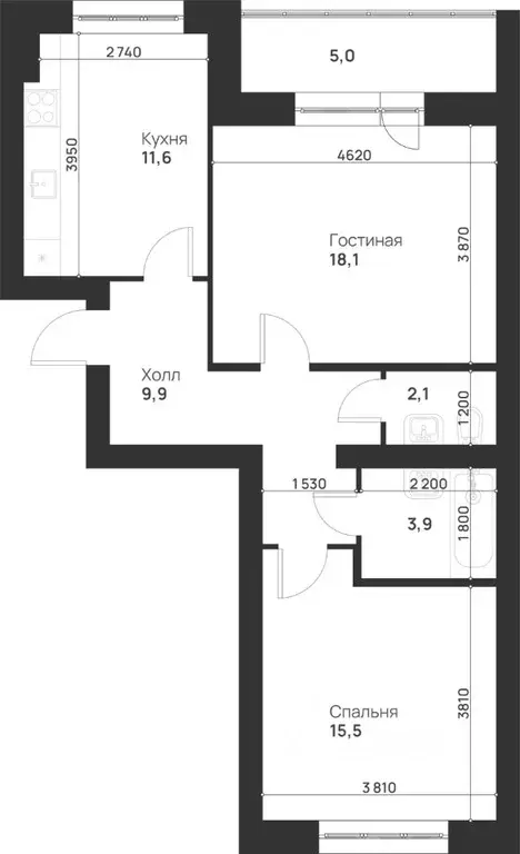 2-к кв. Тульская область, Тула ул. Героев России, 6 (66.1 м) - Фото 1