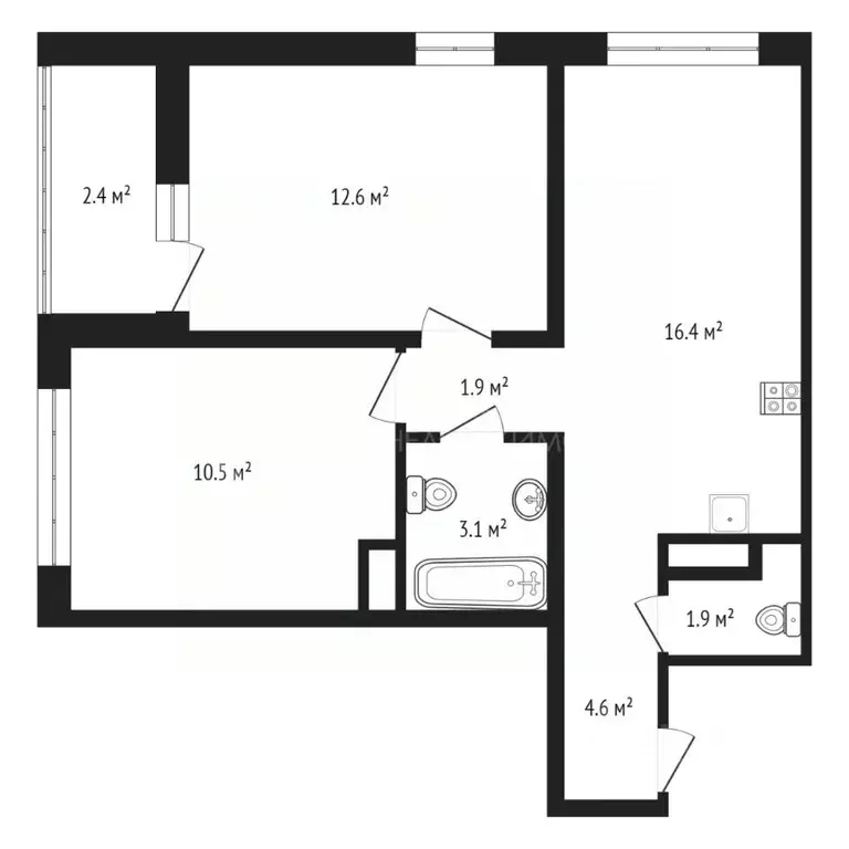 2-к кв. Тюменская область, Тюмень ул. Селекционная, 4 (50.3 м) - Фото 1