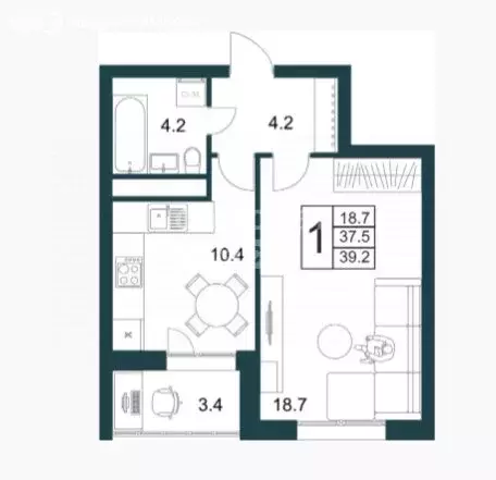 1-комнатная квартира: Липецк, Минская улица, 4Вк2 (39.2 м) - Фото 1