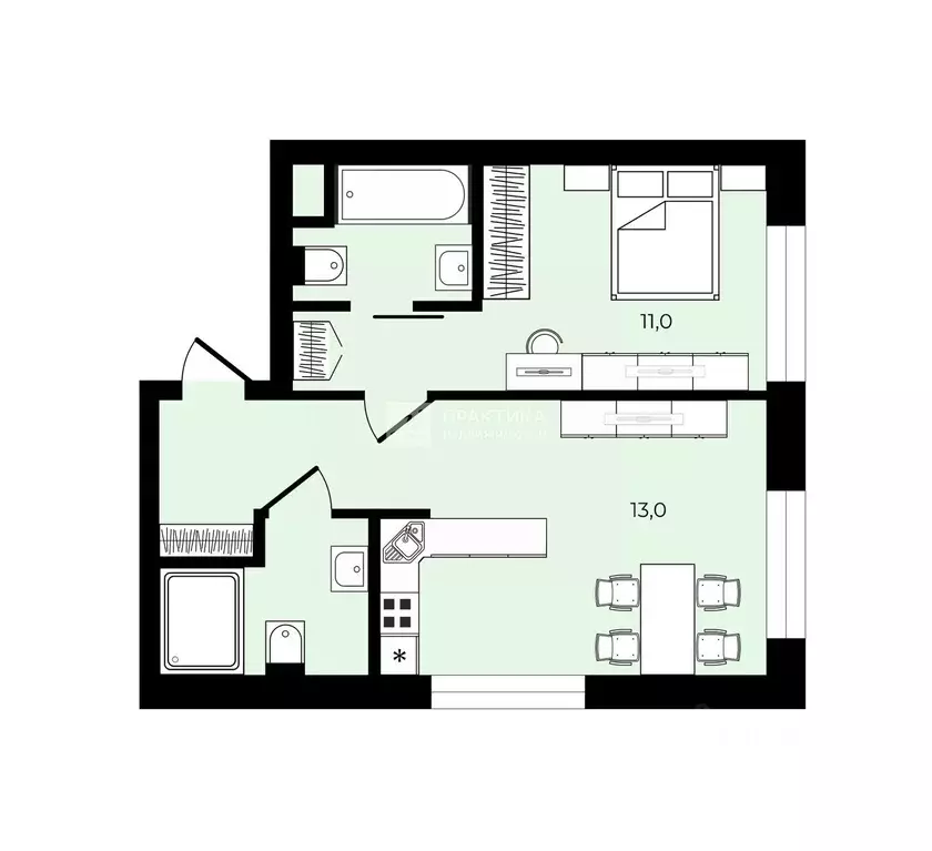 1-к кв. Москва Автомобильный проезд, 4 (34.6 м) - Фото 2