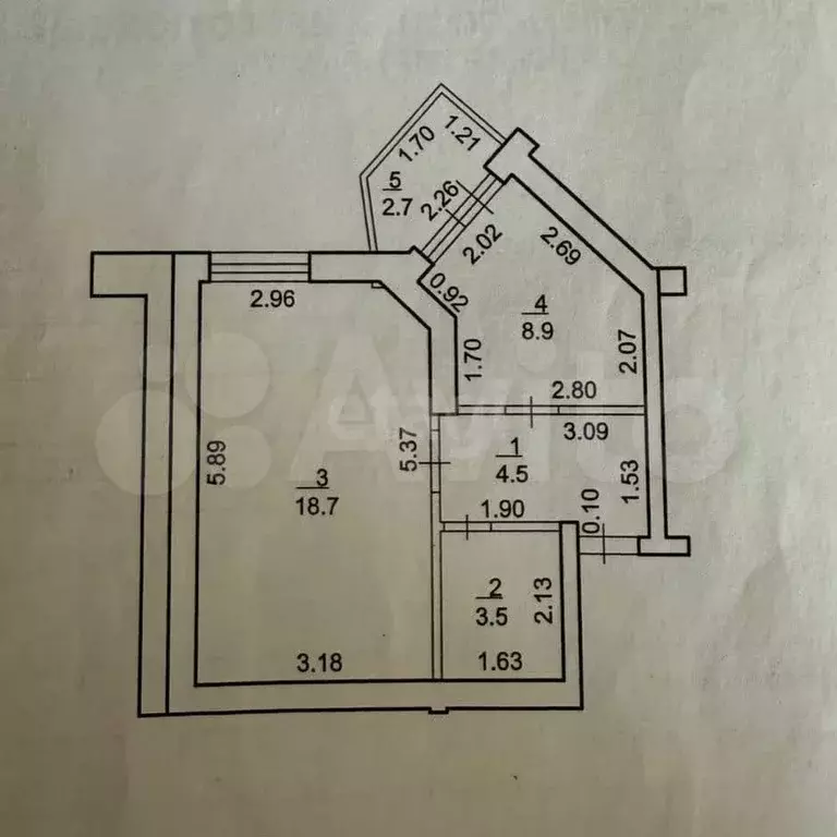 1-к. квартира, 35,6 м, 6/6 эт. - Фото 0