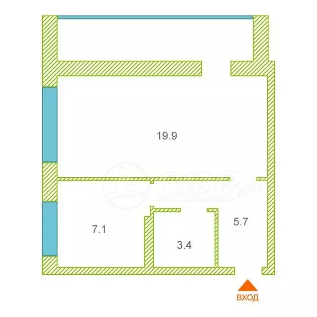 1-комнатная квартира: Тюмень, улица Домостроителей, 34 (36.1 м) - Фото 0