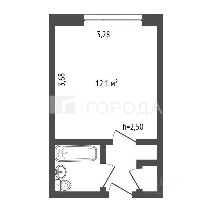 Студия Кемеровская область, Новокузнецк ул. Кузнецова, 2 (17.9 м) - Фото 2