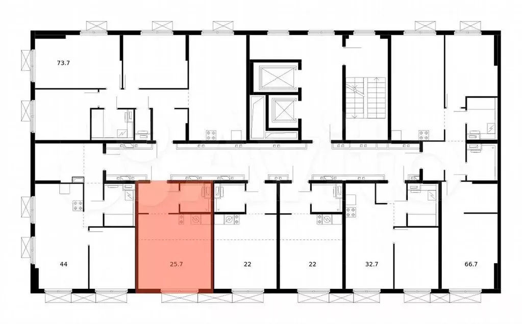 Квартира-студия, 25,7м, 4/14эт. - Фото 1