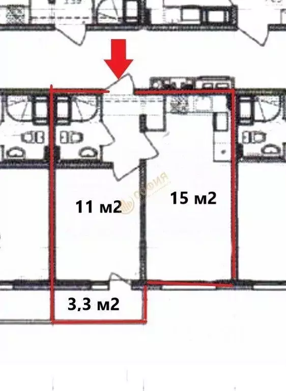 Квартира, 1 комната, 32.6 м - Фото 0