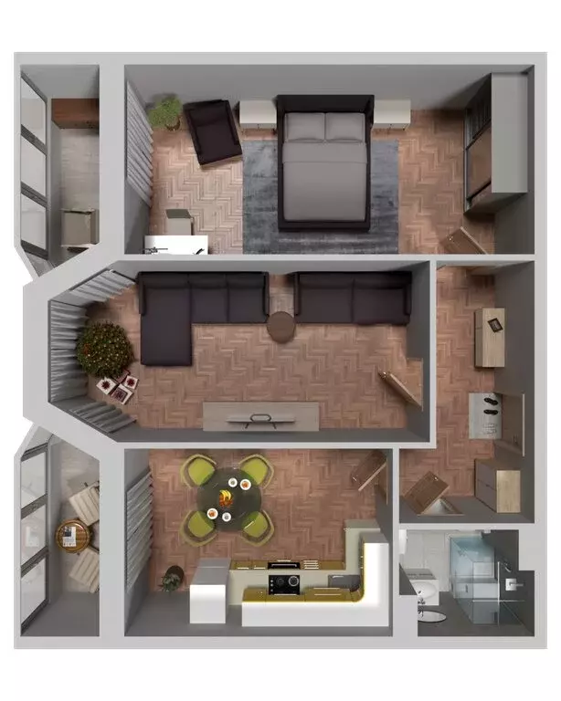 2-комнатная квартира: село Тарасовка, микрорайон Пушкарь, 2 (60.9 м) - Фото 1