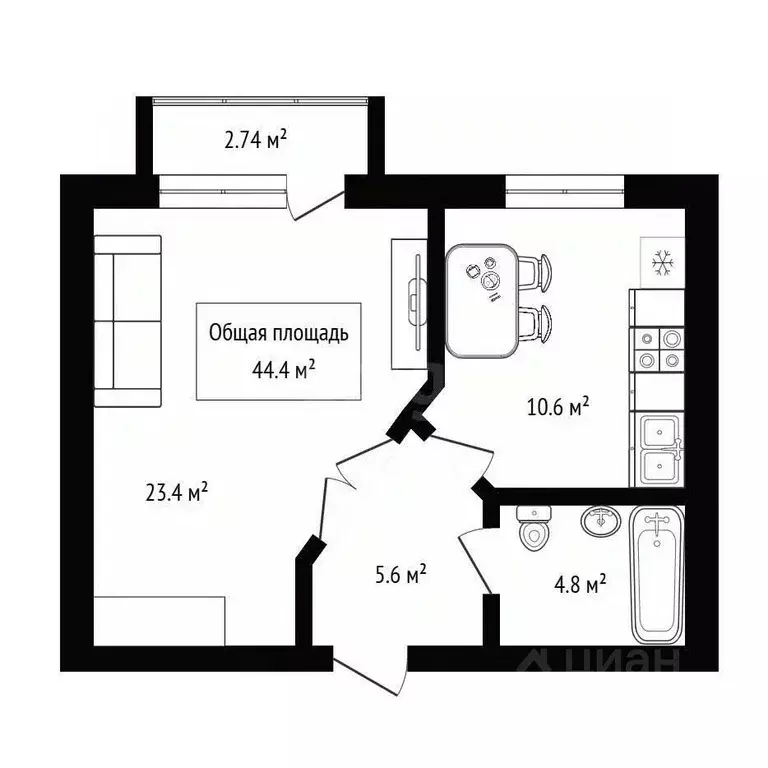 1-к кв. Алтай, Майминский район, с. Майма ул. Гидростроителей (44.4 м) - Фото 2