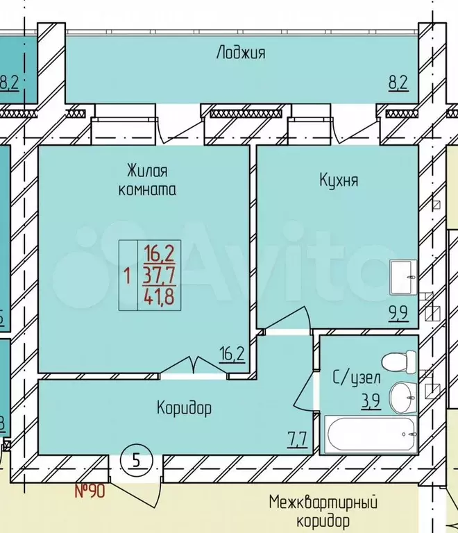 1-к. квартира, 44,7 м, 2/10 эт. - Фото 1