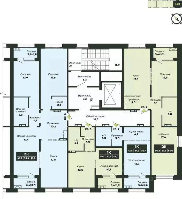 1-к кв. Новосибирская область, Новосибирск Гренландия жилой комплекс ... - Фото 2