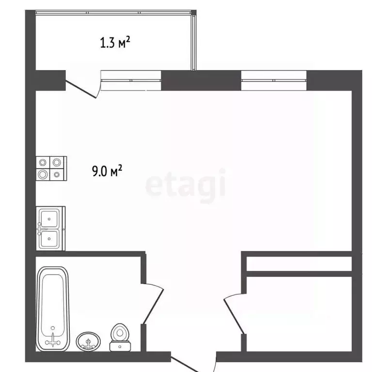 Студия Тамбовская область, Тамбов Заводская ул., 48Б (31.0 м) - Фото 2
