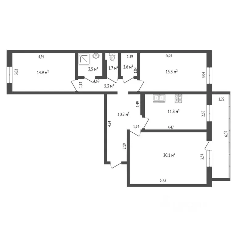 3-к кв. Тюменская область, Тюмень Широтная ул., 134 (85.4 м) - Фото 1