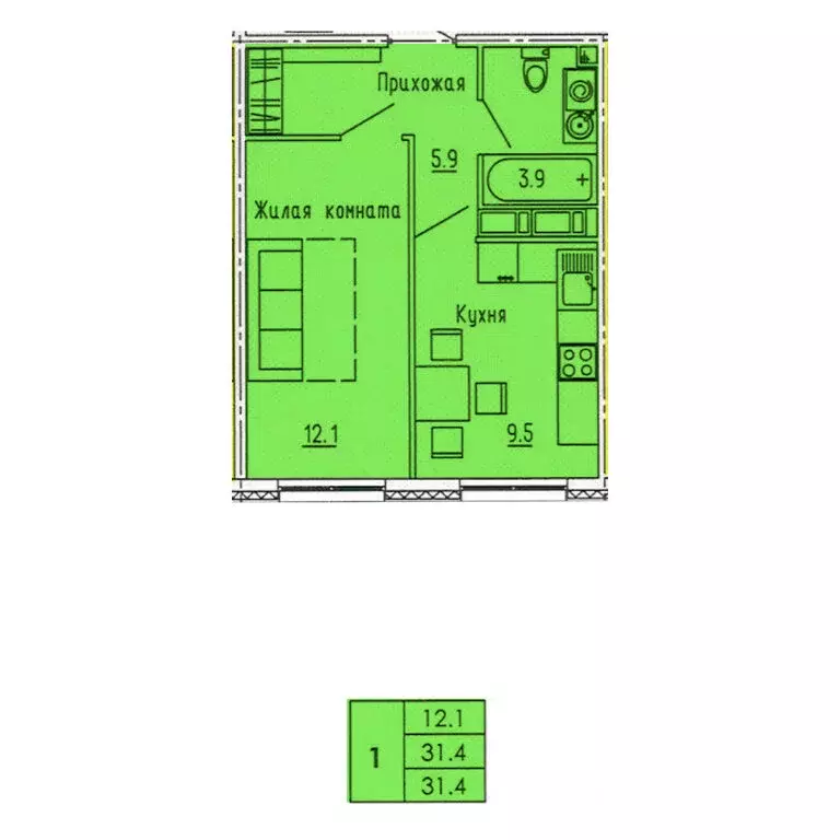 1-комнатная квартира: Пенза, улица Яшиной, 10 (31.4 м) - Фото 0