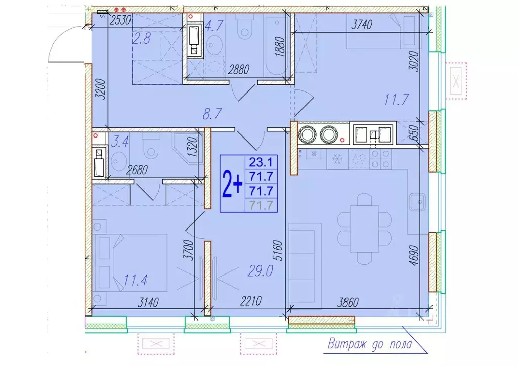 2-к кв. Астраханская область, Астрахань ул. Трофимова, 10 (71.7 м) - Фото 0